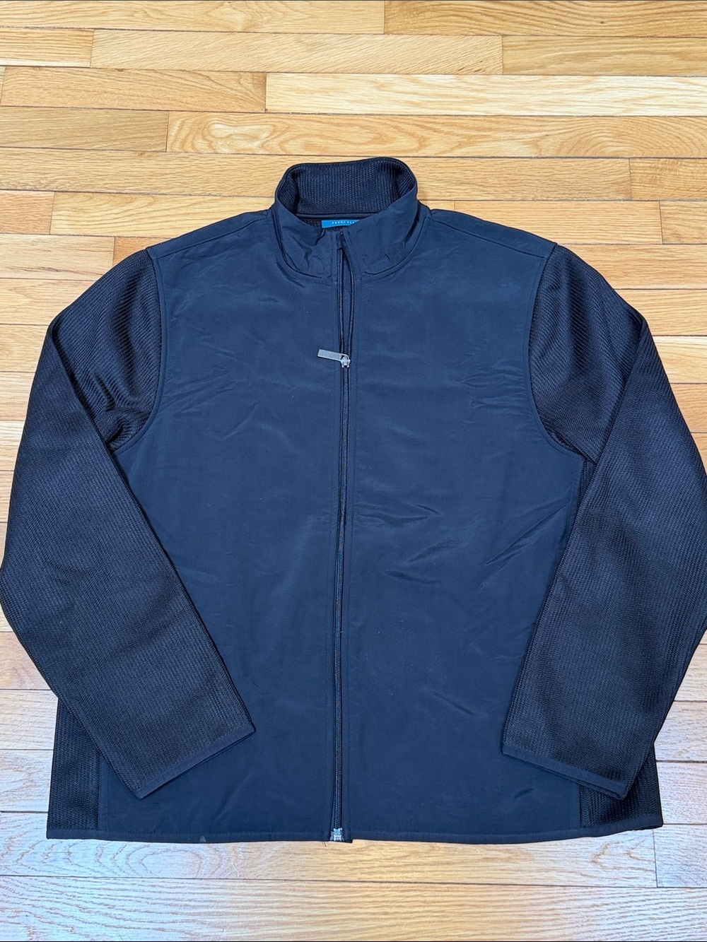 Perry Ellis Black Full-Zip Casual Sweater Jacket